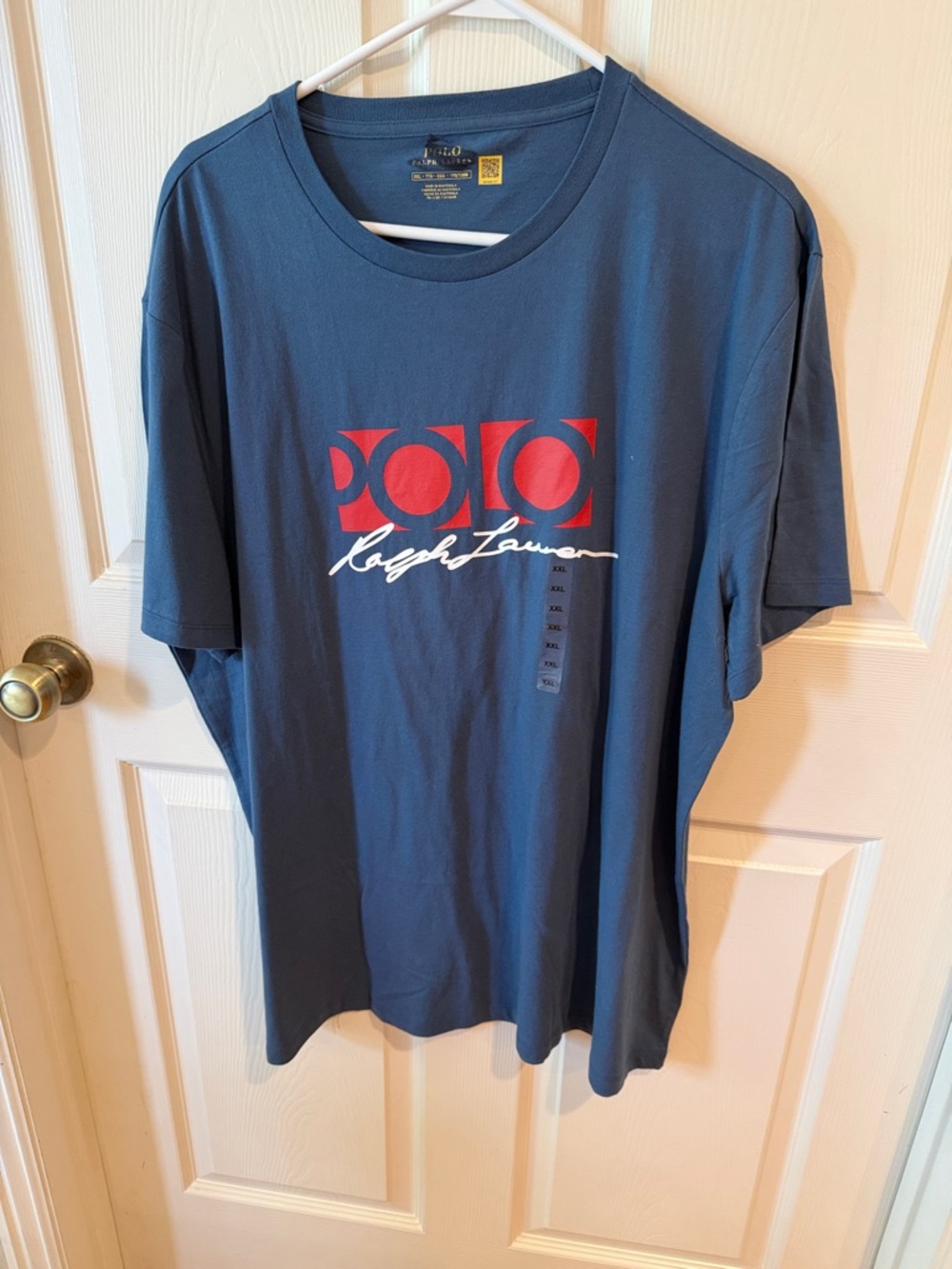 Polo by Ralph Lauren Navy Short-Sleeve Tee with Red Logo Sz XXL.